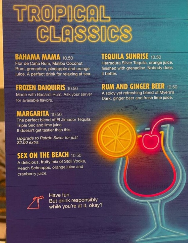 ATRIUM BAR MENUS – SemiProCruiser