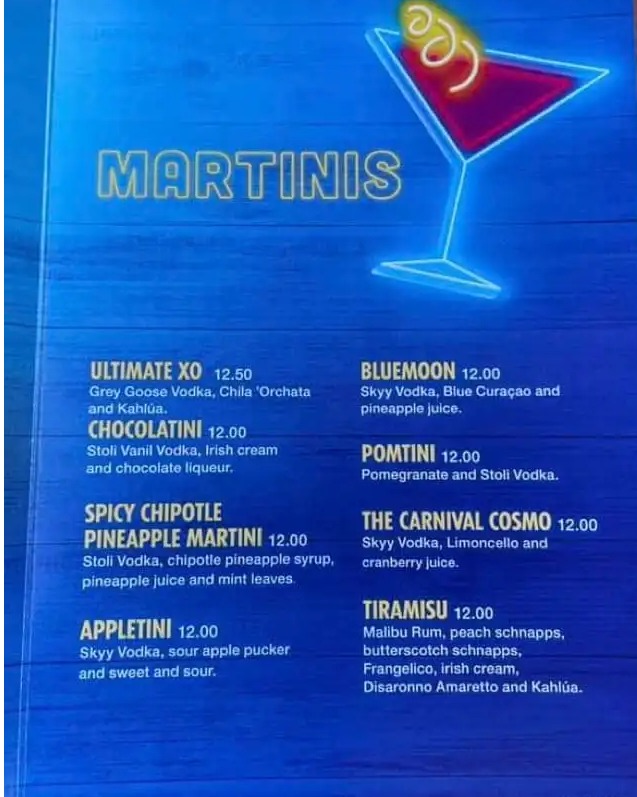 ATRIUM BAR MENUS – SemiProCruiser